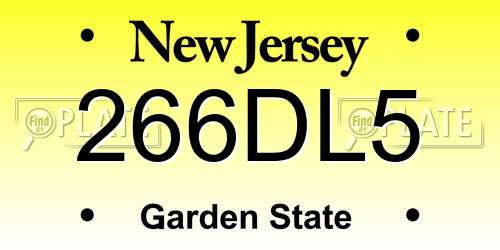 266DL5 New Jersey License Plate