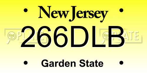 266DLB New Jersey License Plate