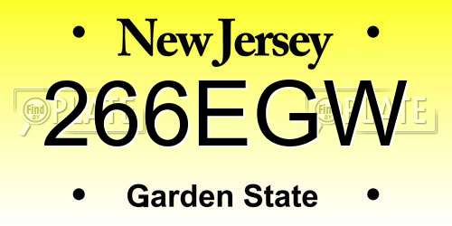 266EGW New Jersey License Plate