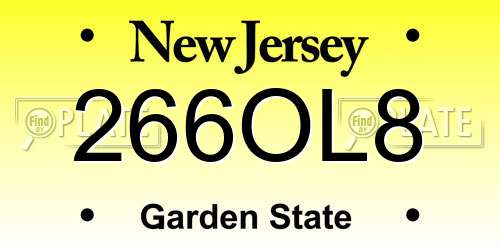 266OL8 New Jersey License Plate