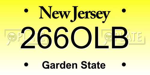 266OLB New Jersey License Plate