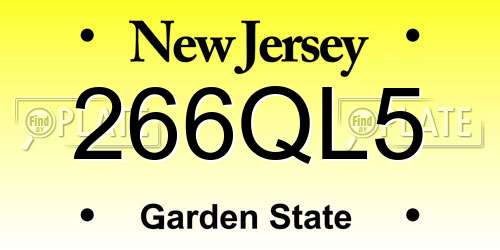 266QL5 New Jersey License Plate