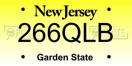266QLB New Jersey License Plate