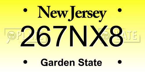 267NX8 New Jersey License Plate