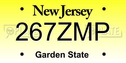 267ZMP New Jersey License Plate