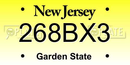 268BX3 New Jersey License Plate