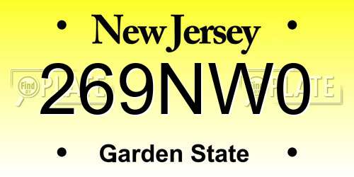 269NW0 New Jersey License Plate