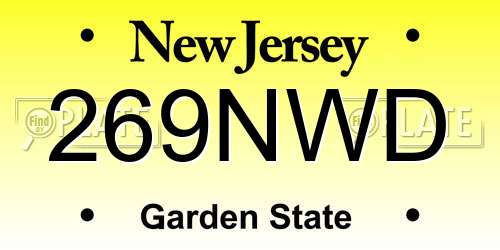 269NWD New Jersey License Plate