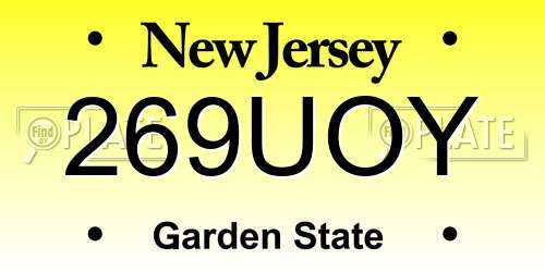 269UOY New Jersey License Plate