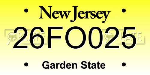 26FO025 New Jersey License Plate