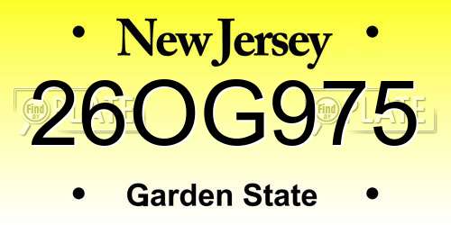 26OG975 New Jersey License Plate