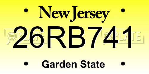 26RB741 New Jersey License Plate