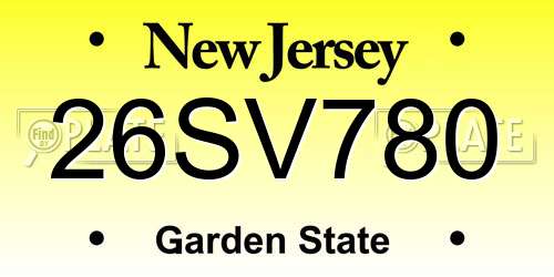 26SV780 New Jersey License Plate