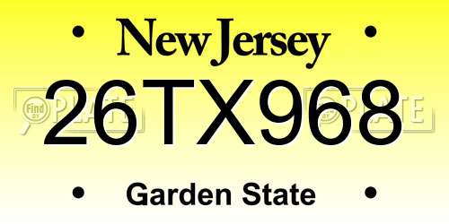 26TX968 New Jersey License Plate