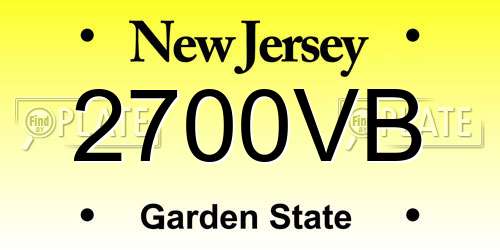 2700VB New Jersey License Plate