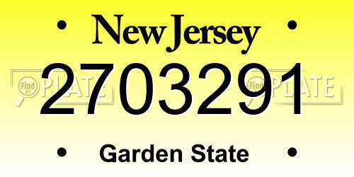 2703291 New Jersey License Plate
