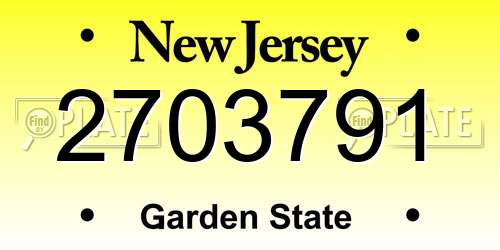 2703791 New Jersey License Plate