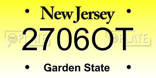 2706OT New Jersey License Plate