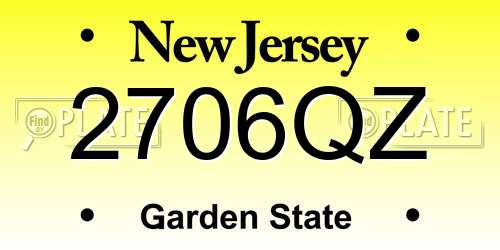 2706QZ New Jersey License Plate