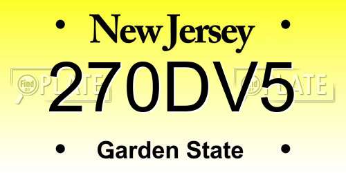 270DV5 New Jersey License Plate
