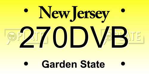 270DVB New Jersey License Plate