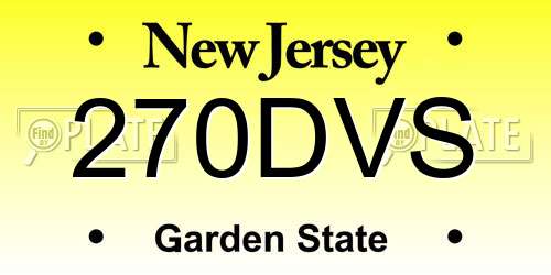 270DVS New Jersey License Plate