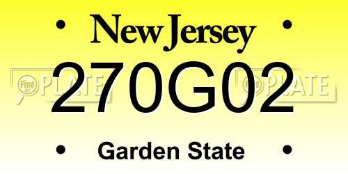 270G02 New Jersey License Plate
