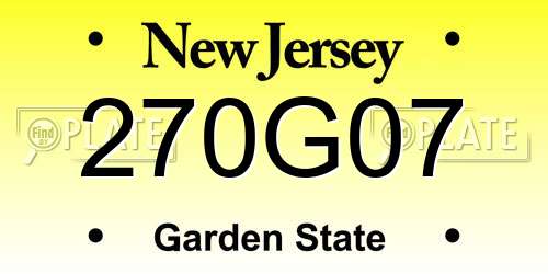 270G07 New Jersey License Plate