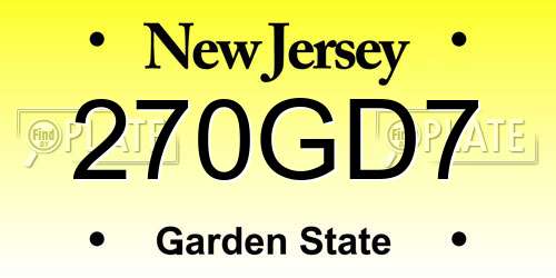 270GD7 New Jersey License Plate