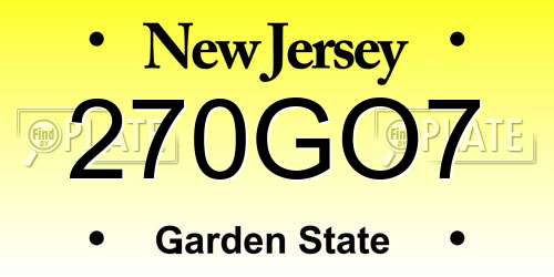 270GO7 New Jersey License Plate