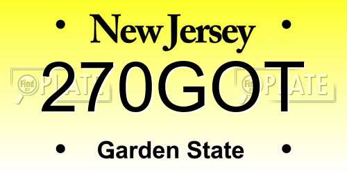 270GOT New Jersey License Plate