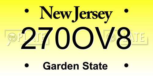 270OV8 New Jersey License Plate
