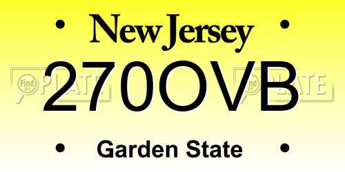 270OVB New Jersey License Plate