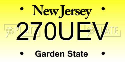 270UEV New Jersey License Plate
