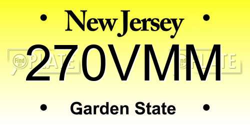 270VMM New Jersey License Plate