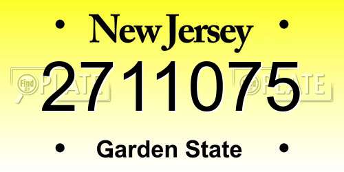2711075 New Jersey License Plate