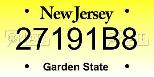 27191B8 New Jersey License Plate