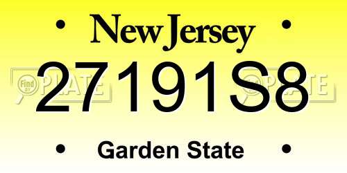 27191S8 New Jersey License Plate