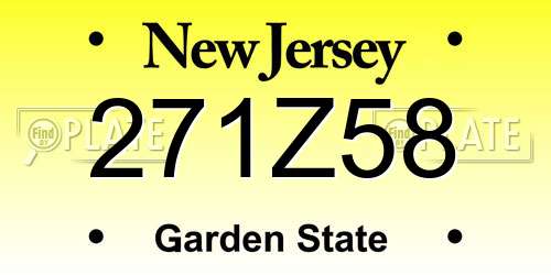271Z58 New Jersey License Plate