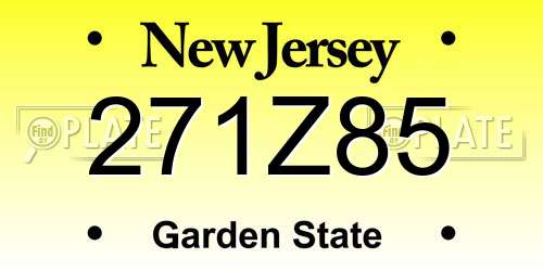 271Z85 New Jersey License Plate
