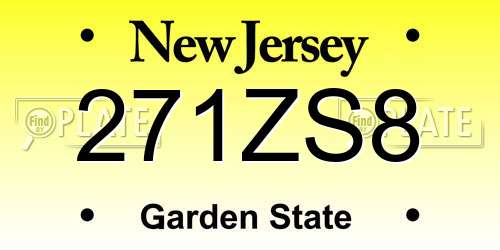 271ZS8 New Jersey License Plate