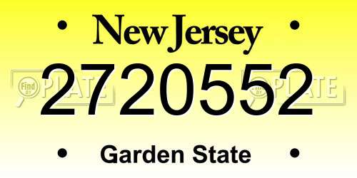 2720552 New Jersey License Plate
