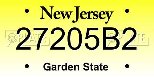 27205B2 New Jersey License Plate