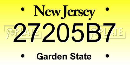 27205B7 New Jersey License Plate