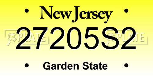 27205S2 New Jersey License Plate