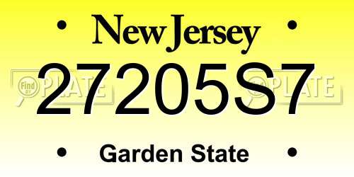 27205S7 New Jersey License Plate