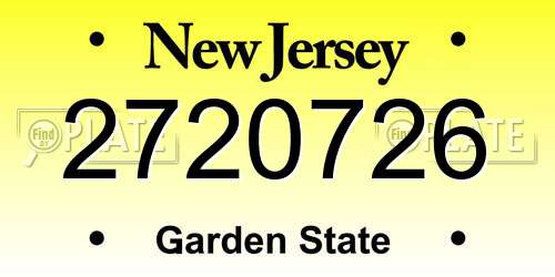 2720726 New Jersey License Plate