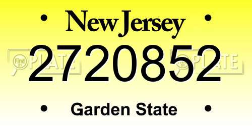 2720852 New Jersey License Plate