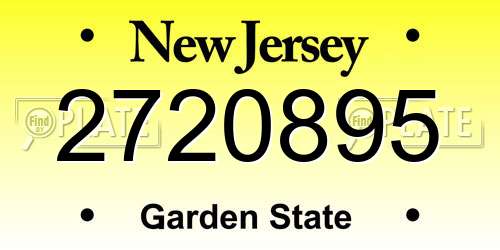 2720895 New Jersey License Plate