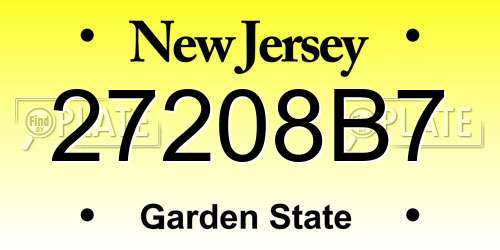 27208B7 New Jersey License Plate